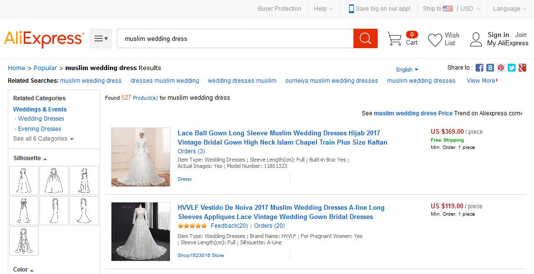 Vestidos de casamento muçulmanos em AliExpress