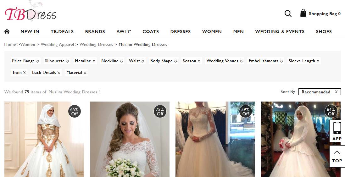 Vestidos de casamento muçulmanos em TBDress